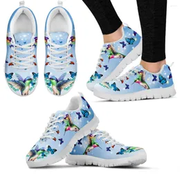 Sıradan Ayakkabılar Yıldızlı Hummingbird Tasarım Konforlu Yaz Açık Beyaz Kelebek Düz Dantel Up Sneakers Flats