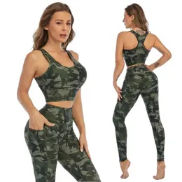 Frauen Tracksuits Cloud Hide Camouflage Set Fitness Fitness Sportwäsche Womens S-XXL Clothing Training Hosen Bein Top BH Fitness Set Sportswear Y240426