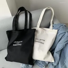 Bolsa de bolsas de noite Bolsa de lona 2024 pano casual minimalista preto e branco para homens, mulheres lanches, comprovadas espessadas