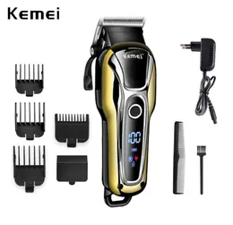 100-240V Kemei laddningsbara professionella hårstrån Clipper Hair Shaving Machine Hairs Cutting Beard Electric Razor4313276