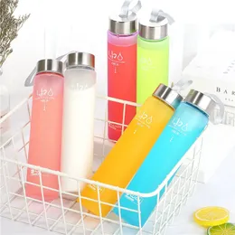 Creative Candy Color Portable Leakproof Water Bottles Frosted Sport Unbreaktable Plastic Lemon Juice Storage Bottle Drinkware 240429