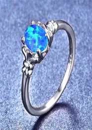 Pierścionki ślubne Junxin Boho żeńska purpurbluewhite opal pierścionek srebrny kolor dla kobiet biżuteria mody7894205