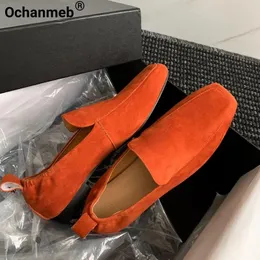 Sıradan ayakkabılar Ochanmeb Koyun Süet Loafers Kadınlar Kare Kare Ayaktan Çınlama Düz Kadın Gerçek Deri Konforlu Yumuşak Slig-Ons Moccasins Flats Bahar