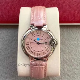 Unisex kadranları otomatik çalışma saatleri carter şimdi yeni 33mm kadın küçük pembe plaka mavi balon tamamen mekanik saat wsbb0002