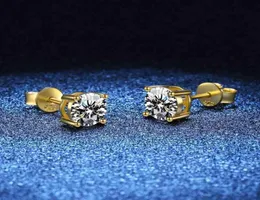 RealColor VVS Moissanite Stud Sterling Silver 2ct Diamond Wedding Sedrings 14k желтого золота Ювелирные изделия Женщины Serring8438762