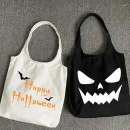 Alışveriş çantaları hip hop gotik çanta tote omuz vintage tuval yeniden kullanılabilir büyük kapasiteli Cadılar Bayramı