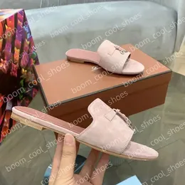 Designer Slipper Sandal Slifors Mule Summer pelle scamosciata in pelle scamosciata Slingback sexy talloni da donna Slide piatti Flip Flip Flops Sunny Charm Sunny Outdoors Beach Sliders