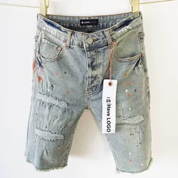 Purple Designer Mens Jeans Shorts Casual Denim Shortpant