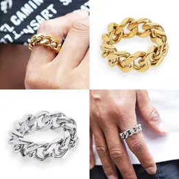 Кольца Band Rings из нержавеющей стали кубинская ссылка rthick change round fashion hip hop of Finger Jewelry J240429