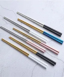 304 Stainless Steel Chopsticks Gold Black Silver Square Chopsticks Bar Restaurant Kitchen Supplies Christmas Party Utensil 18 Colo9014432