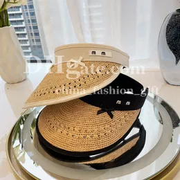 Designerka słoneczna lato Słońce Słówka słomiana kapelusz na plażę podróż do ochrony słonecznej czapka pusta górna kapelusz opaski na głowę