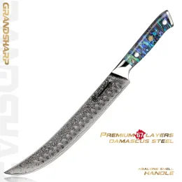 Sweatshirts Grandsharp 10.2 tum slaktkniv Professional 67 lager Damascus Kolstål Kök Kött Fisk Grönsaker Hoppningsverktyg