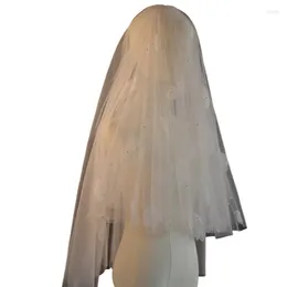 Brudslöjor Flower Girl Veil Pearls Hair Wedding Headpe White Sheer Head Covering