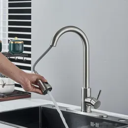 Krany kuchenne 1PC Premium Staget Faucet z rozciągającym opryskiwaczem - Wysoki łuk pojedynczy uchwyt do nowoczesnego użytku domowego