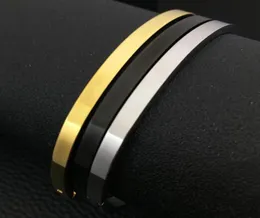 Bangle Classic manschett Glossy Simple 4mm Stainless Steel Gold Black Color Armband för män Kvinnor Fashiopn Jewelry Gift YP8952Bangle4936955