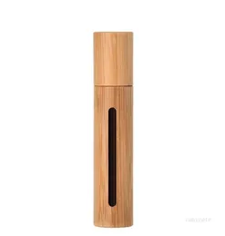 10 ml naturlig bambuåfyllningsbar tom eterisk oljeflaska eteriska oljor diffusorer doft stål rullkulflaska för hemresor 2827976