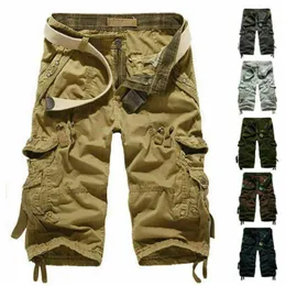 Men Shorts Casual Long Length Elasticated Waist Cargo Combat Pants 34 Cotton 240417