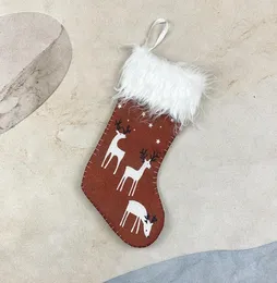 Meias de Natal Renafra de linho Socão Presente Kids Candy Elk Bag Decorações Noel para Ornamentos de Árvore de Natal em Casa Navidad1917659399