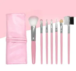 Portabla 7st Makeup Brushes Set Cosmetic Brush Foundation Eyeshadow Eyeliner Eye Lip Make Up Brush Kit med PU Leather Bag Fact5614730