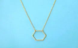 10st Goldsilver Geometric Hexagon Necklace Simple Sexangle Neckces Open Line Hive Hexagon Halsbandsmycken för kvinnor1755890