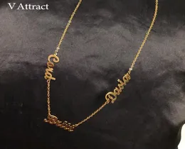 V Ziehen Sie Custom Drei Name Halskette Frauen Personalisierte Schmuckfreunde Gold Multiple Namen handgefertigt Bijoux Collier Femme CX21078189