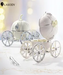 Crystal Storage Box Cinderel Pumpkin Carriage Trinket Box med gångjärn Treasure Chest Organizer Keepsake Gift till sin Y11167591606