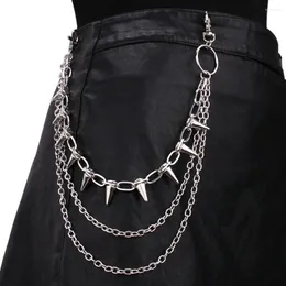 Bälten Y2K Girls Multi-Layer Metal Nited Midje Chain Jeans kjolar Dekorativa Pendant Chains Punk Spike Rivet Tassel 2st