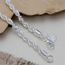 Kette Neue hohe Qualität 925 Sterling Silber 4mm Frauen Männer Kette Männlich verdrehte Seilarmbänder Mode Silberschmuck