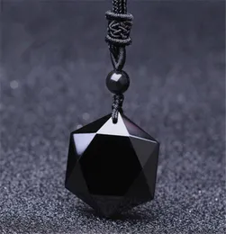 Drop Black Obsidian Pingente Colar Obsidian Star Pingente Lucky Love Crystal Jewelry With Rope Healing Reiki Gift5941792