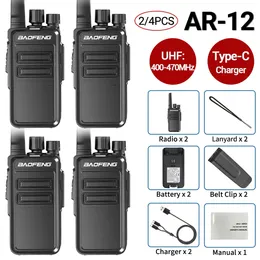 24pcs Baofeng AR-12 Walkie Talkies UHF التردد اللاسلكي طويل المدى 400-470MHz Type-C Portable Radio 240430