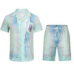 Shorts a camicia Casablancas e magliette set polo pantaloncini da uomo manica corta pulsante corto casual spiaggia estiva beach casablancas uomini corti set uomo camicia da polo man desinger maglietta