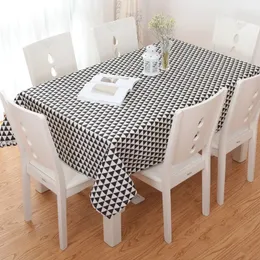 B79modern square grid fresh Nordic pastoral coffee table dining cloth cotton and linen rectangular tablecloth custom-m 240428