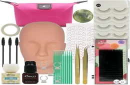 Kimcci False Eyelash Extension Training Kit Exercise Practice Mannequin Head Set Grafting Eyelash Tools Kit Eye Lashes Grafting7479560