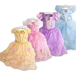 Kid Princess Dress Girl Summer Fancy Party Clothes Children Rapunzel Belle Sleeping Beauty Christmas Carnival Costume 240413