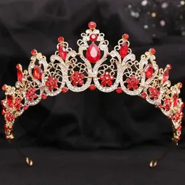 Tiaras Korean Baroque Luxury Bridal Crystal Tiara Crown for Women Girls Wedding Party新しいエレガントなクイーンヘアドレスアクセサリー