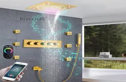 Set di doccia incorporato a soffitto oro di lusso 304 acciaio inossidabile da 16 pollici e pioggia a cascata a cascata con doccia termostatica con musica SPE4763202