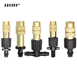 Decorações rbcfhi 10pcs 5 tipos de micro irrigação por gotejamento nebuling bico bico jardard spray peças de resfriamento de cobre com conector