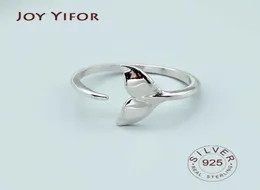 Högkvalitativ mode 925 Sterling Silver Geometric Fish Tale Justerbara ringar för kvinnor Hela smycken Q070818826085720758