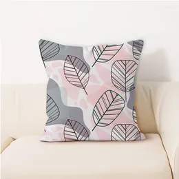 Pillow Nordic Minimalist Abstract Leaf Pattern Throw Modern Simple Decoration Smooth Silk Cover Home Decor