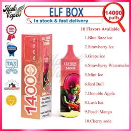 Original Elf Box 14000 Puff Disposable E Cigarett 0% 2% 3% 5% 10 Flavors 25 ml POD VAPER 650mAh Uppladdningsbart batterimaskspuffar 14K Vape Pen