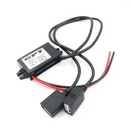 컴퓨터 케이블 100pcs DC12V ~ 5V 듀얼 USB 전원 충전기 어댑터 컨버터 케이블 커넥터 자동차 전화 LED MP3 MP4