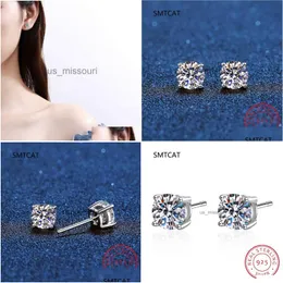 Brincos de Moissanite Real Brincos de Missanita 14k 14K Brincho de diamante de Gold Sterling Sier 4 Prong para Mulheres Menina Ear 1Ct 2CT 4CT Drop Delivery DHEJB