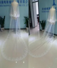 2019 Cathedral Bridal Veils Long Appliqued High End Tulle pärlor Två lager Charmiga vita bröllopslöjor Custommade Blusher brida3900240