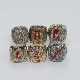 EQ58 Band Rings 6 NCAA University of Alabama Red Tide University Championship Ring Set Box SK2W