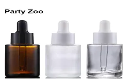 240 x 30 ml Clear Frosted Flat Shoulder Essence Droper Bottle 1oz Amber Essential Oil Jar Container309Z6365955