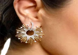 Godki Charms Luxury Fireworks Flower Full Mirco Paled Crystal Zircon Dubai Wedding Drop Earring Fashion Jewelry G289 2106243225665