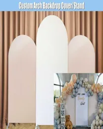 Parti Dekorasyon Çıplak Arch Zemin Kemerli Stand Çerçeve Çift Bağlı Kumaş Kapak Doğum Günü için Özel Beyaz Duvar