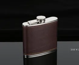 6 унций Hip Frksks Кожаный виски флагон утечка из нержавеющей стали Hip Flks Outdoor Portable Wine Pocket Flask LLB109578137539