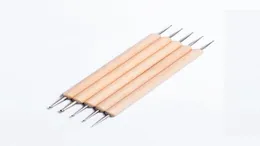 5pcs Nail Art Dotting Tools Ruteons Perceer ручка деревянная ручка двойная голова для гвоздей дизайна живопись маникюрные аксессуары NAB0105213017