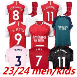 23 24 Pepe Saka Soccer Jerseys Home Away Kids Kit Socks Gunners odegaard Thomas Willian Nicolas Tierney Smith Rowe Arsen 2023 2024 Camisa de futebol Child menino 999 270Z